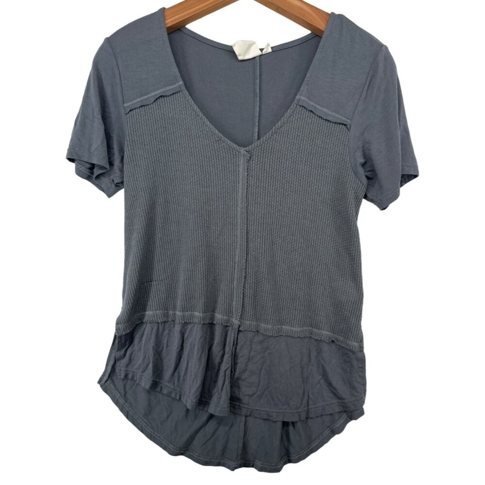 White Crow Womens Top Sz S Gray Harrison Jersey Knit High-Low Hem Raw Edge Boho
